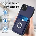 thumbnail image 5 of for iPhone 12 Mini Case, Card Holder Wallet Case, Ring Holder Stand, Wrist Hand Strap, PU Leather Anti-Scratch Shockproof Protective Flip Phone Cover for iPhone 12 Mini Case, Blue, 5 of 7