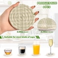 thumbnail image 3 of Haosy Set of 6 Drink Woven Coaster with Holder Heat Resistant Non-Slip Bar Coasters 4 Inches Light Sage Green Ecru Plaed, 3 of 7