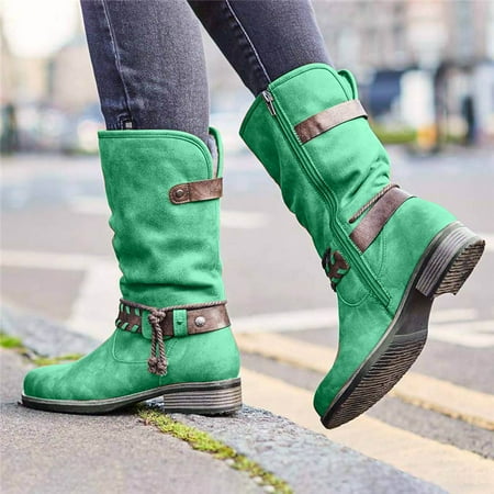 

New Years Eve Outfit Womens Boots Shoes Winter Snow Boots For Womenre Color Women S Fashion Zipper Squa Heel Boots Solid Casual Boots Mid-Up Women S Boots Gifts For Women Her Birth