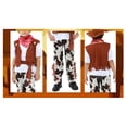 thumbnail image 4 of LIIPEE Boys Cowboy Outfit Sets Casual Solid Color Short Sleeve Tops Vest Graphic Botttoms Bandanas Cowboy Hat Waistband Sets Kids Fashion Party Dress Up Comfortable Cute Clothing,Coffee,11-14 Years, 4 of 4