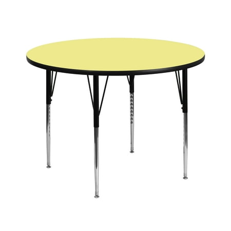 UPC: 0847254024938 | Flash Furniture Wren 42 Round Yellow Thermal Laminate Activity Table – Standard Height Adjustable Legs
