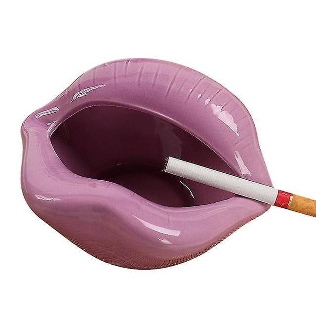 Cenicero europeo con bonitos labios morados, personalidad creativa, cerámica, color morado ER