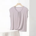thumbnail image 2 of HUJlwoi Plus Size Tops for Women Pleated Casual Sleepwear Sleeveless Loose Fit Pajama Shirts Crew Neck Solid Color Modal Lounge Clothes, 2 of 4