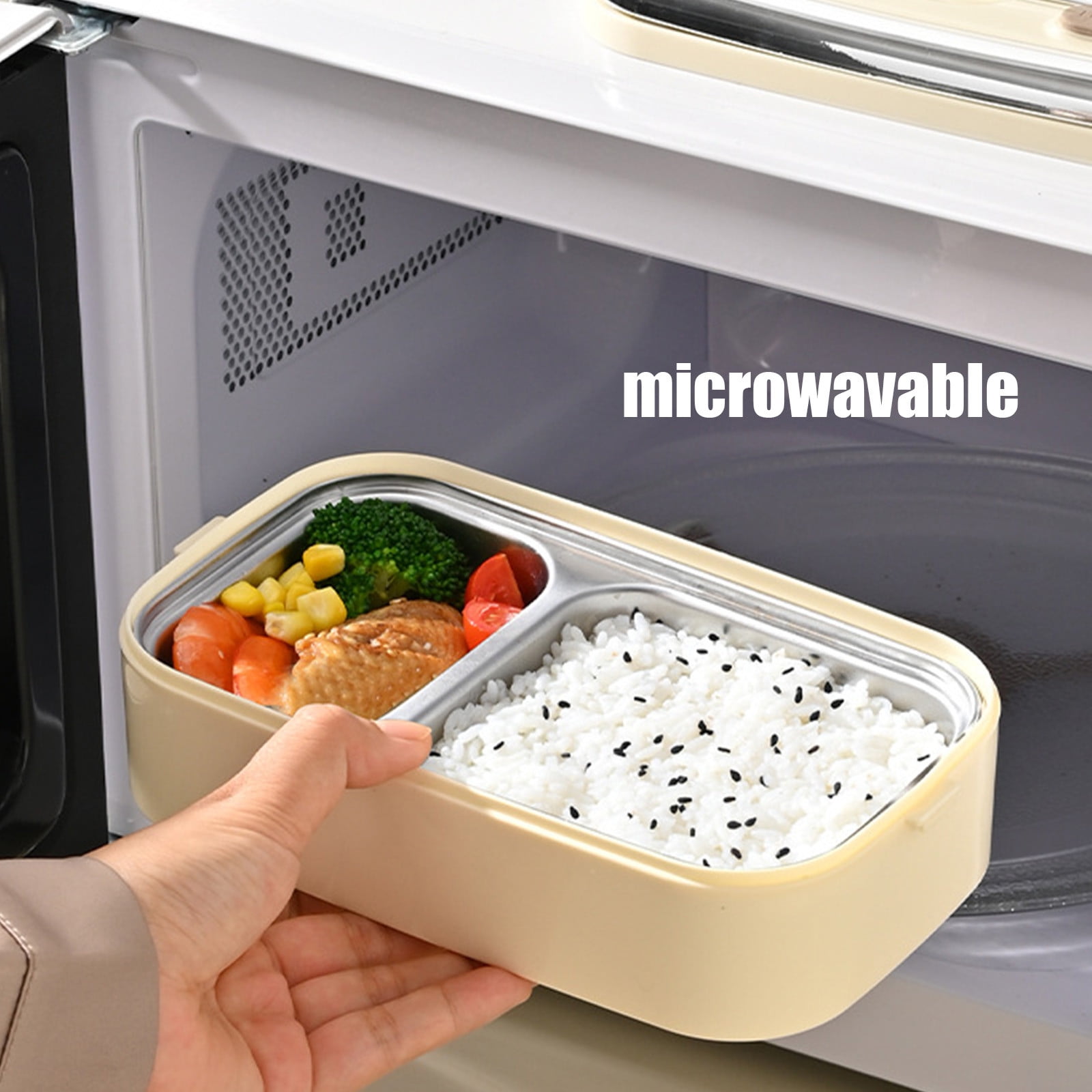 TACILIP Bento Box, Stainless Steel Double Layer Lunch Box Can Be Put Into The Microwave To Keep Warm Multi Layer Compartment Lunch Box, Gifts for Mom