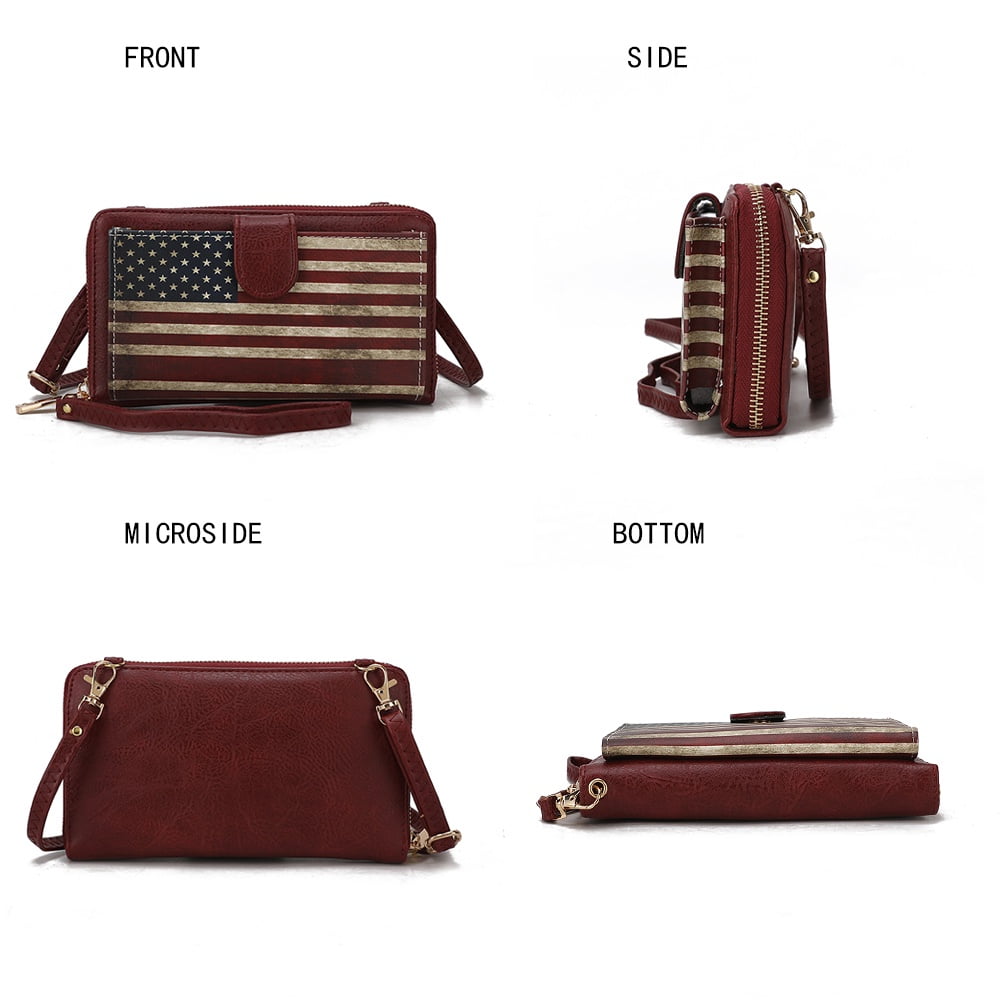 MKF Collection Kyra Vegan Leather Convertible Smartphone Wallet for Women, Crossbody Purse Handbag by Mia K - Chocolate