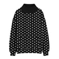 thumbnail image 4 of BangWanChi Women's Polka Dot Crew Neck Sweatshirt Long Sleeve Pullover with Front Pocket Casual Fall Top Black L, 4 of 6