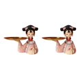 thumbnail image 1 of Bewildely Chinese Palace Girl Figurine Cookie Candy Dish Ornament Tray Modern Storage Rosa 18x15cm 2Conjunto, 1 of 1