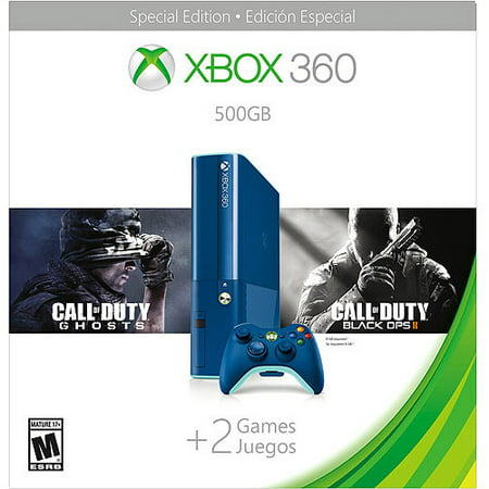 Xbox 360 500GB Special Edition Blue Console Bundle with Call of Duty Ghosts and Call of Duty Black Ops 2 - Walmart (Best Xbox 360 Bundle Deals Uk)