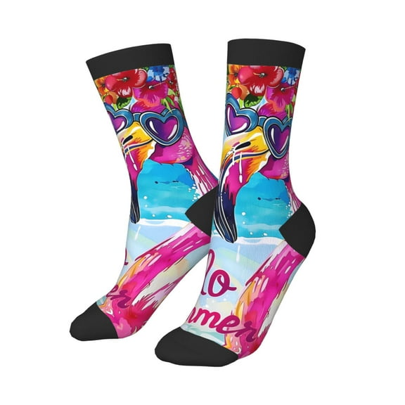 Kids Girls Boys Socks - Tropical Flamingo Summer Comfort Breathable Crew Socks for Boys Girls Kids, Soft Athletic Running Socks for Boys Socks 6-10 Years Old