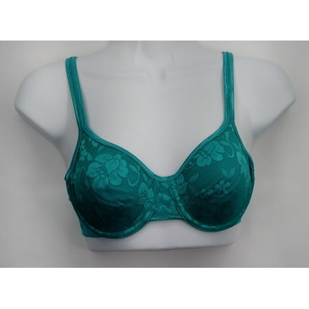 Barely Breezies 32 B Bellina Underwired Floral Lace Bra Turquoise Blue A211594