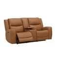 thumbnail image 5 of Roundhill Furniture Cozura 3-Piece Leather Power Recling Living Room Set, Silverado Butternut, 5 of 15