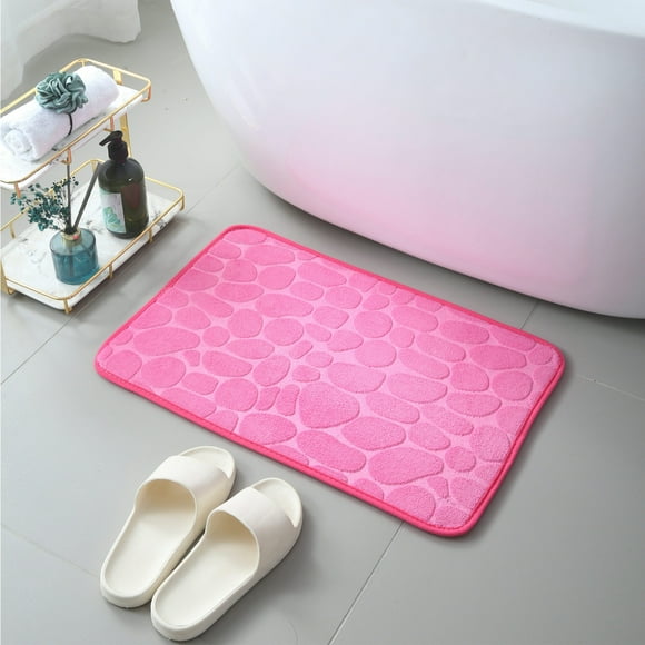 Alfombra de entrada, tapete de baño y alfombrilla absorbente de terciopelo grueso con relieve | Base de goma antideslizante de secado rápido | Absorción de agua para baño, cocina, entrada y pasillo.