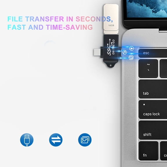 2-in-1 Mini Type C Female to USB 3.0 Male USB-C OTG Adapter Connector for Mobile Phone,Black