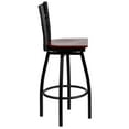 thumbnail image 6 of Flash Furniture 2 Pk. HERCULES Series Black ''X'' Back Swivel Metal Barstool - Mahogany Wood Seat, 6 of 8