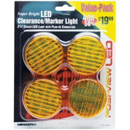 RoadPro LED CLRNC/MRKR LT W/PLUG-IN AMBER/4 PACK