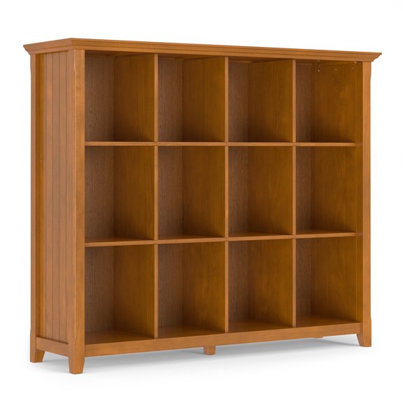 Simpli Home Acadian SOLID WOOD 48 57 " Transitional 12 Cube Storage in Light Golden Brown