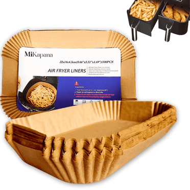 MiKapana 100 Piece Rectangular Disposable Air Fryer Liner, Non-Stick, Waterproof, Oil-Proof