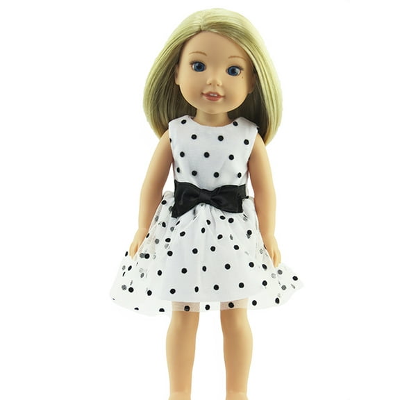 Black and White Polka Dot Dress For 14 Inch Dolls