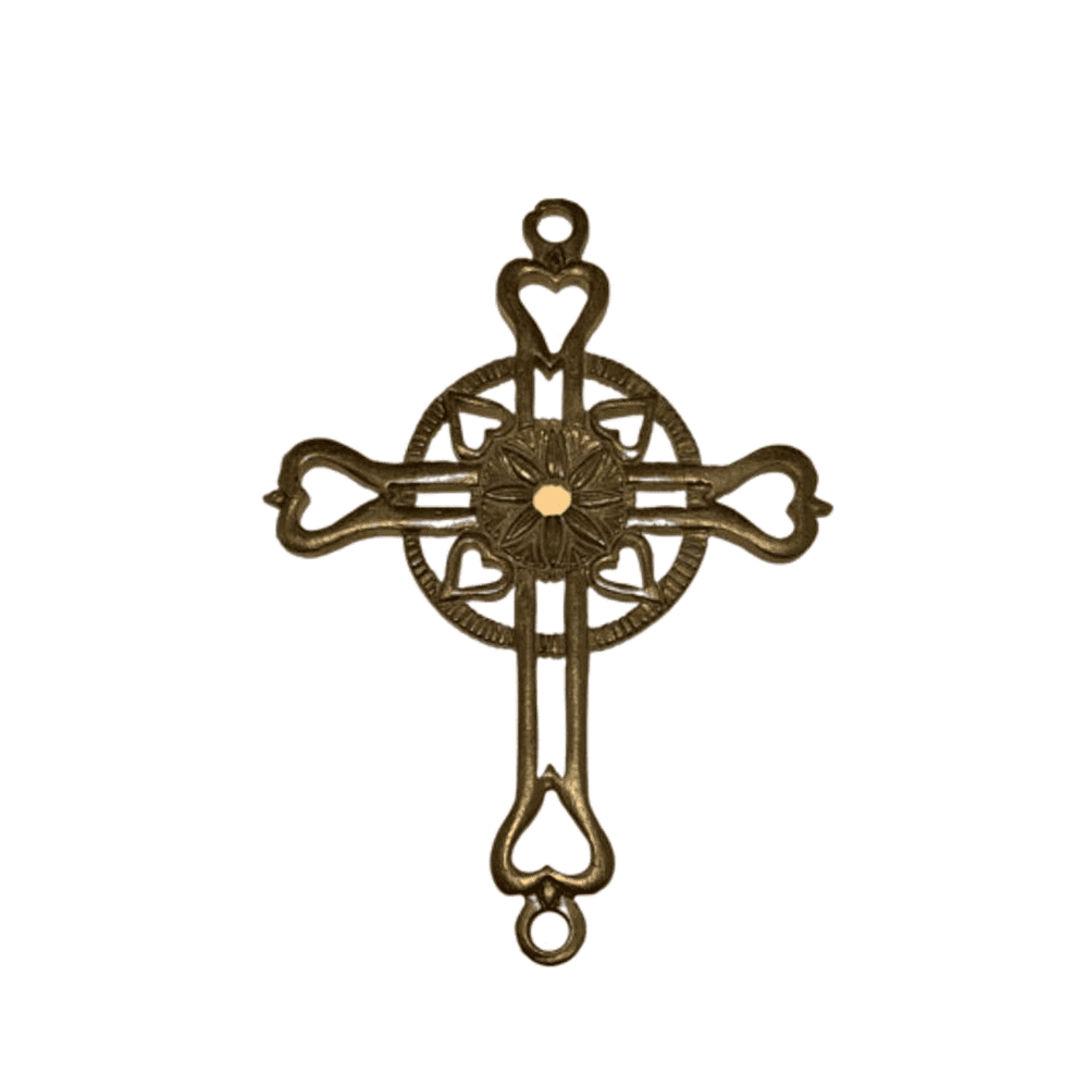 Wind Chime - 36in Cross/Heart - Gold Tube