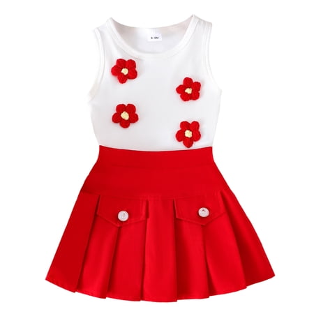 KEXE 12-18 Month Girl Clothes Summer Newborn Clothes For Girls Summer Toddler Girl Clothes Baby Girl Sleeveless Shirt Shorts Set Cute Outfits