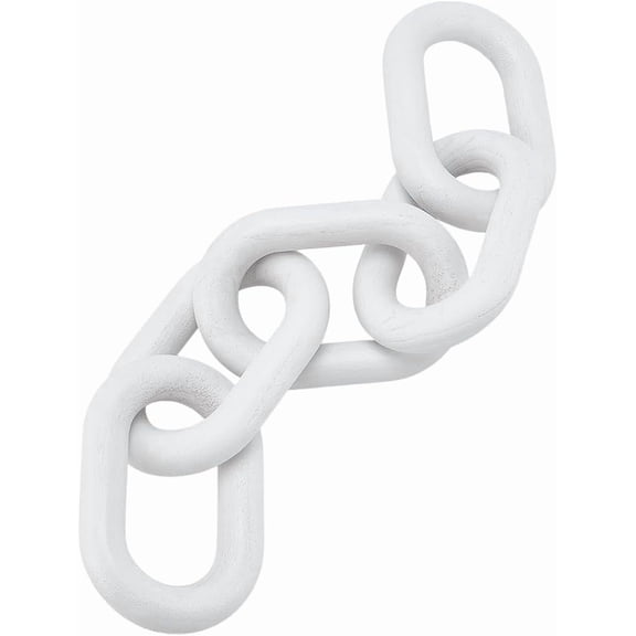 Wood Chain Link Decor 5 Link Chain Display Decorations Book Shelf Decor Wooden Home Decorative Chains Rustic Coffee Table Ornament Chains for Living Room Accents Modern Farmhouse White White