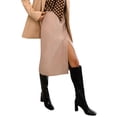 thumbnail image 2 of hirigin Women Midi Skirt, Elegant High Waist Solid Slit Slim Fit Fall Skirt for Office Party, 2 of 7