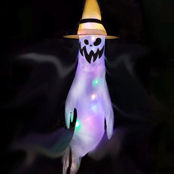 Xinhuaya 43Inch Halloween Ghost Flag Festival Outdoor Yard Tree Hanging Decorations Windsocks Home Halloween Party Hang Ornament