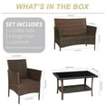 thumbnail image 2 of HOYOA 4PCS Patio Rattan Conversation Furniture Set Outdoor Brown/TurquoiseBLue Cushion, 2 of 6