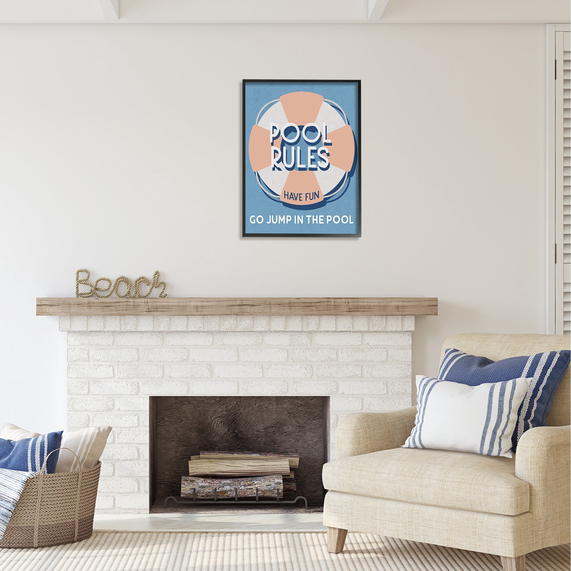 Stupell Industries Vintage Pool Rules Nature Painting Black Framed Art Print Wall Art, 24 x 30