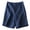 Blue, variant on Joernso Women Summer Shorts Pocket Breathable Solid Color Straight Knee Length Daily Wear Loose High Waist Wide Leg Lady Shorts Female Clothes