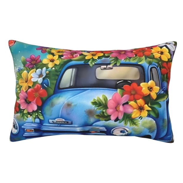 Balery Floral Truck Welcome Funda de Cojín Estampada, Regalos para Mujeres, Regalos de Amor para Ella, Regalos para Novia o Esposa, Funda de Almohada-20"x30"
