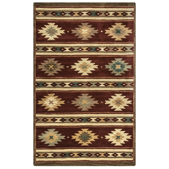 Alora Decor Ryder 9' x 12' Tribal Burgundy/Tan/Khaki/Sage Hand-Tufted Area Rug