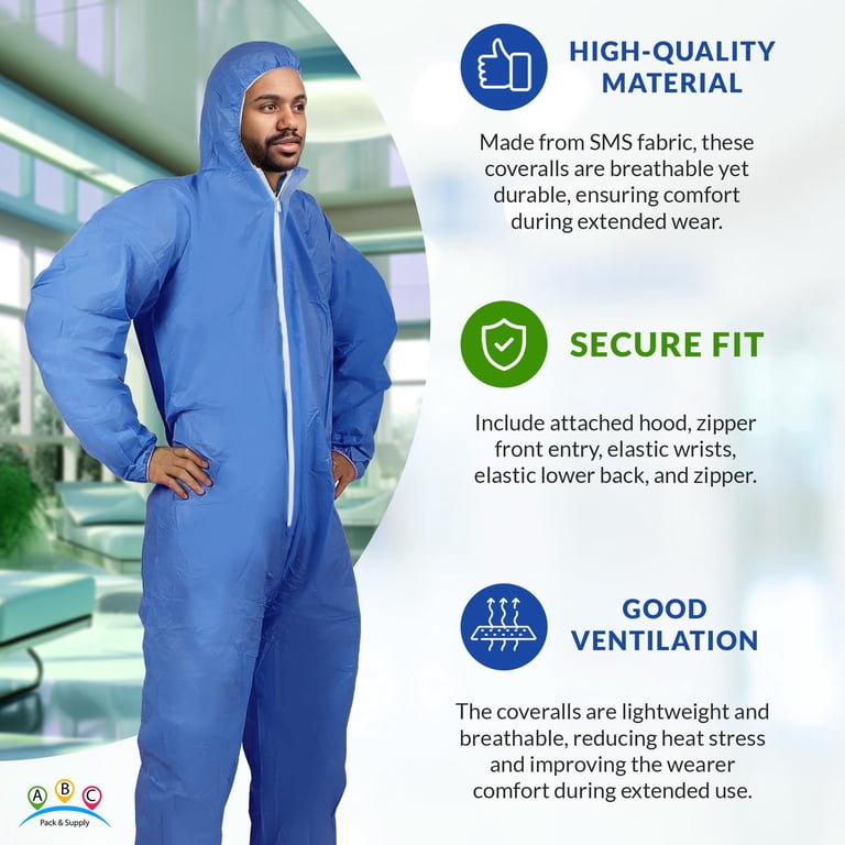 Disposable Coveralls SMS Polypropylene Water-Resistant Blue X
