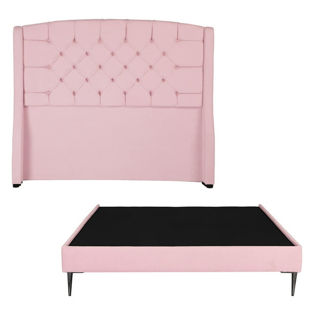 Cabecera Individual Sitka Rosa+ Box Base Cama Slim Individual