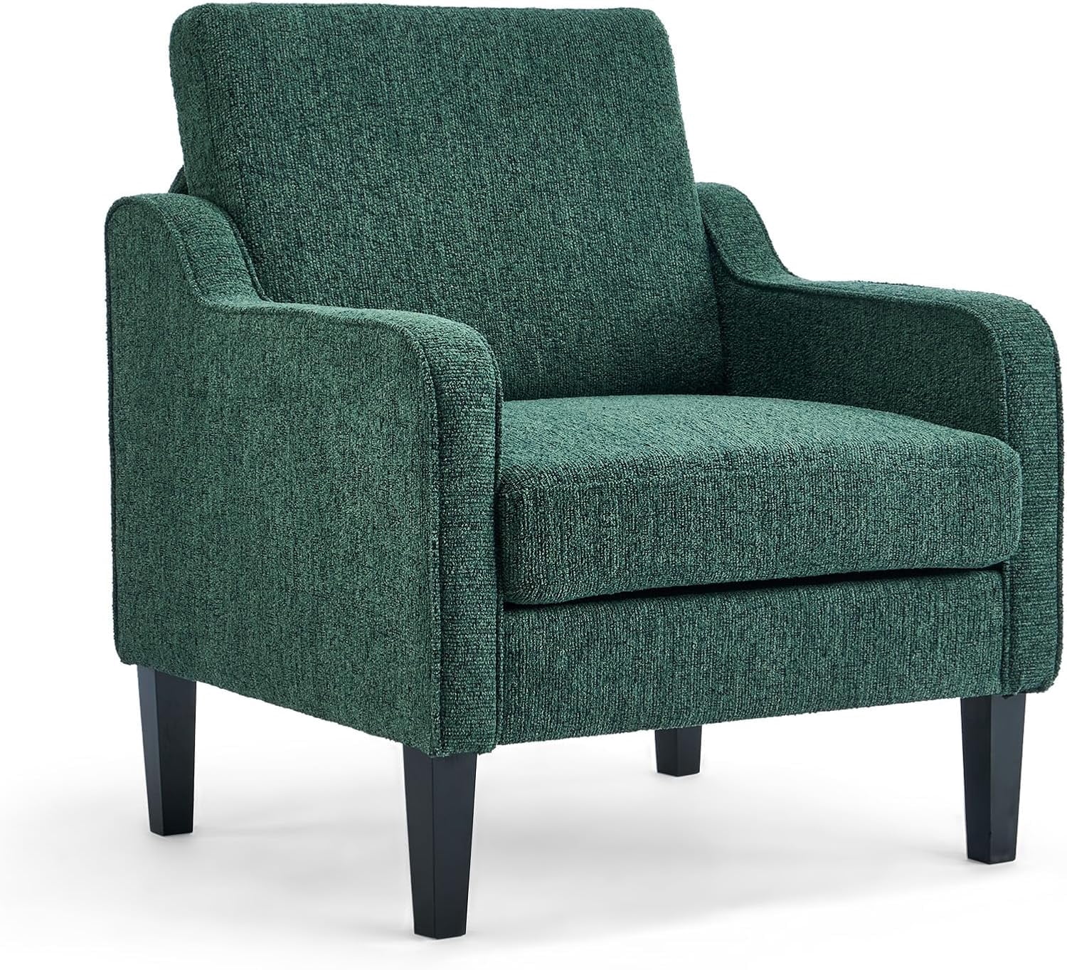 Matladin Chenille Fabric Accent Chair with Scooped Arms, Mid Century Modern Upholstered Armchair, Single Sofa for Living Room, Apartment, Office