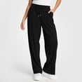 thumbnail image 6 of Huowey Wide Leg Sweatpants For Women Baggy Low Rise Joggers Pants With Pocket Drawstring Casual Daily Trendy Gym Athletic Bottoms,Black,L, 6 of 7