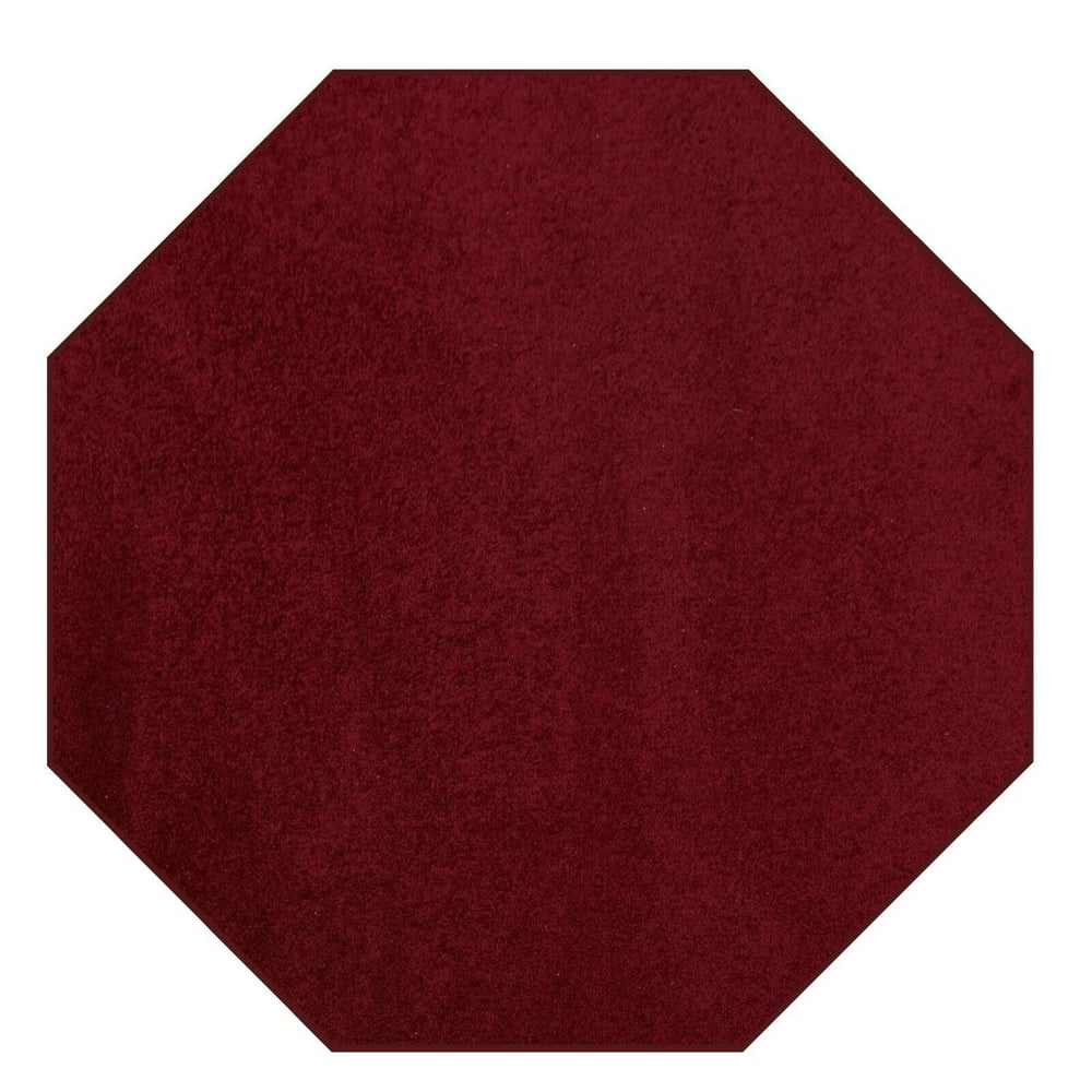 Modern Plush Solid Color Rug Burgundy, 5' Octagon, Pet and Kids
