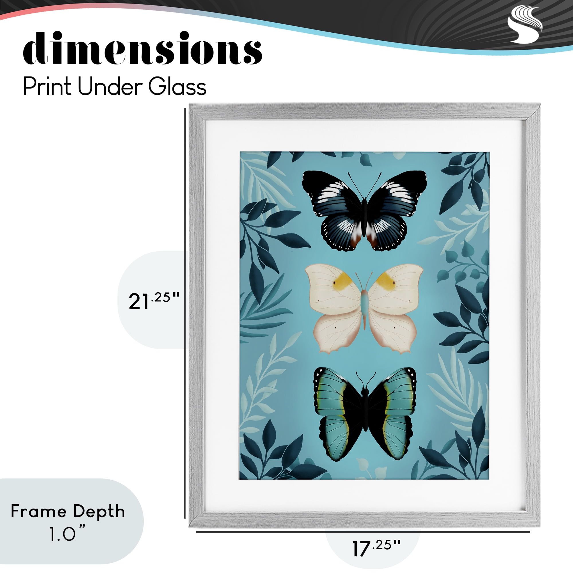 Stupell Industries Three Exotic Blue Butterflies Gray Framed Print Under Glass, design by Metka Hiti