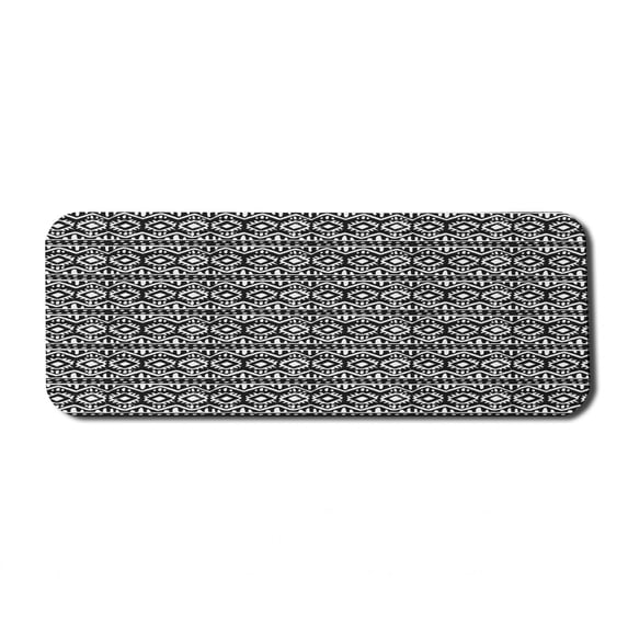 Abstract Computer Mouse Pad, Monochromatic Graphic of Motif in Grunge Style, Rectangle Non-Slip Rubber Mousepad Large, 31" x 12" Gaming Size, Charcoal Grey and White, by Ambesonne