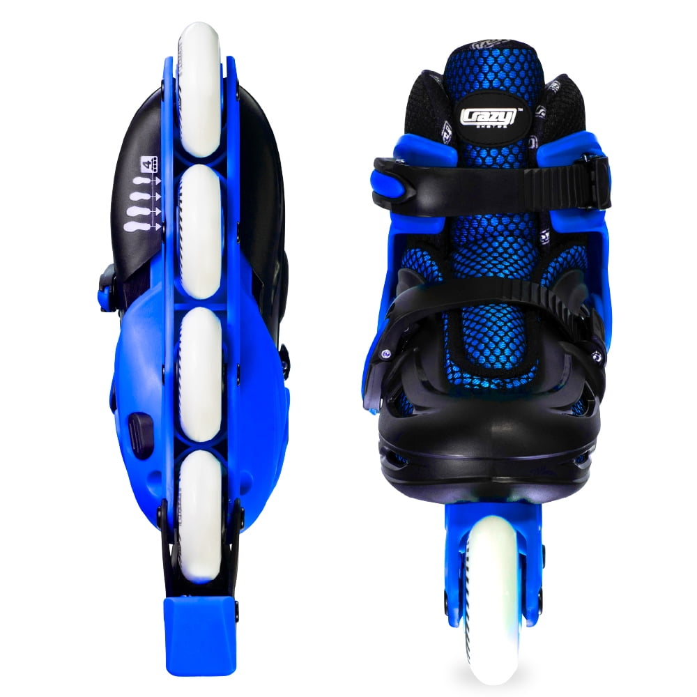 Crazy Skates Adjustable Inline Skates for Girls and Boys - Adjust to fit 4 Sizes