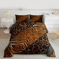 thumbnail image 3 of Feelyou Brown Zebra Print Bedding Comforter Set for Teen, Leopard Cheetah Wildlife Twin Comforter Sets, Simple Fashion Style Reversible Bedding Set, Lightweight Room Decor, 2-Piece, 3 of 9