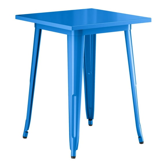 24'' Square Blue Metal Restaurant Patio Dining Table For Indoor or Outdoor Use