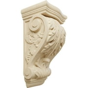 Ekena Millwork 8"W x 6 1/2"D x 15"H Large Farmingdale Acanthus Corbel, Lindenwood