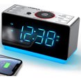 thumbnail image 1 of Réveil Radio Numérique avec Haut-Parleur Bluetooth, Radio FM, Double Alarme avec Répétition, Grand Écran LED, Contrôle par Gradateur, Écouteurs, Sortie de Chargement USB et Veilleuse 708, 1 of 7