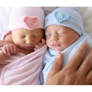 Mignon nouveau-né bébé fille enfant en bas âge confortable coeur rayé hôpital casquette bonnet chapeau 0-6M