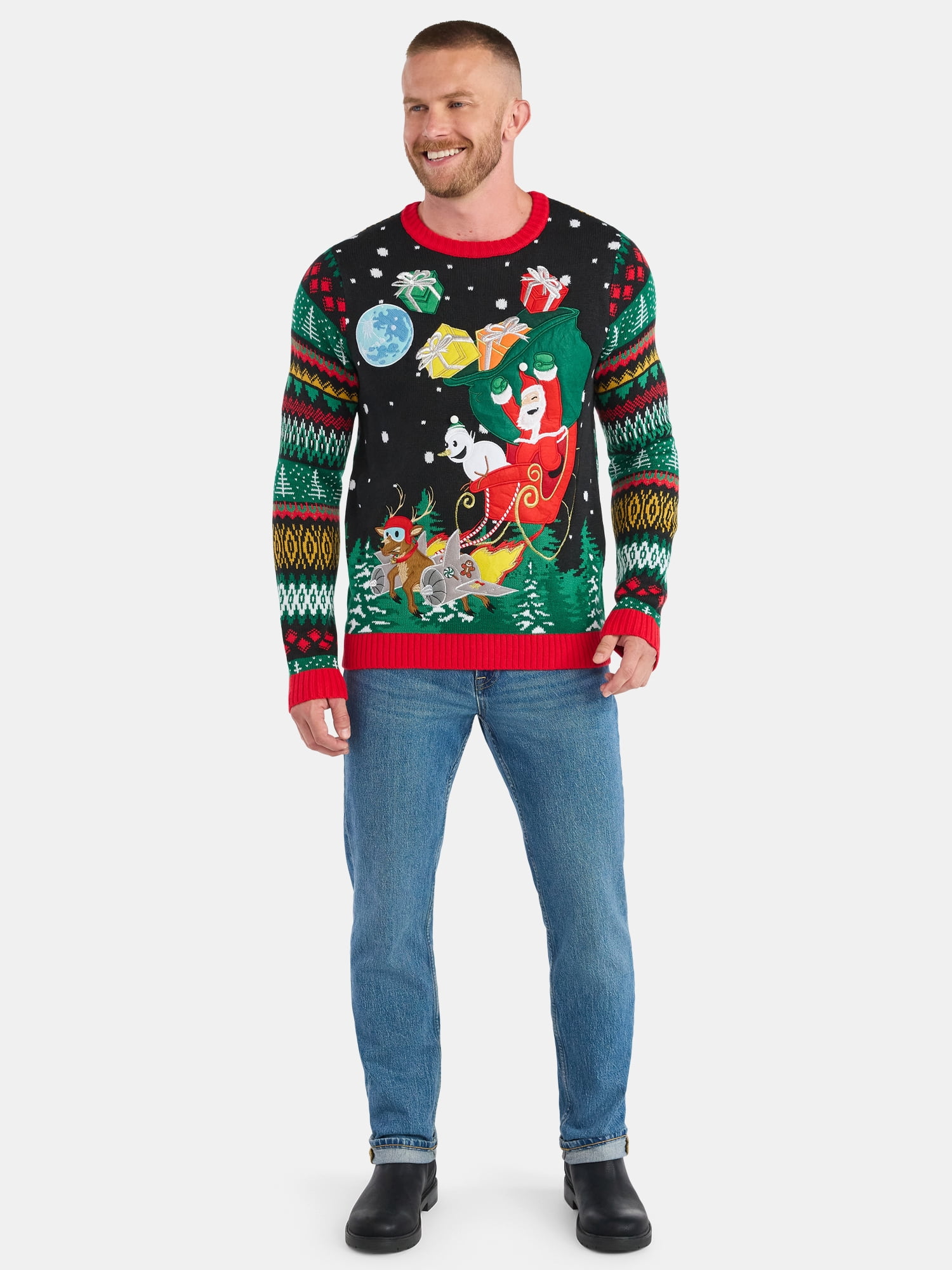 Jollidays Men's Christmas Sweater with Long Sleeves, Midweight, Sizes S-3XL