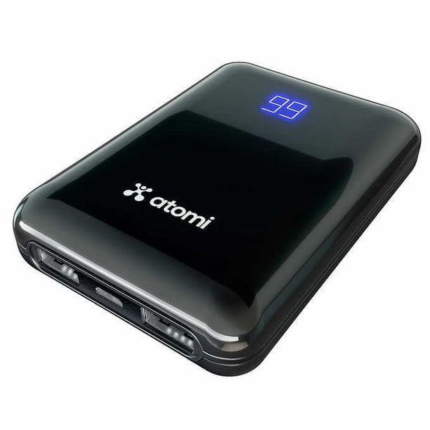 Mini batterie externe Atomi de 10000 mAh avec deux ports USB