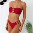 thumbnail image 3 of UTSJKR Women's 2026 Strapless Hollow Out Bandeau Bikini, Triangle Split Bathing Suit, Casual Summer Pool Beach Swimwear Red M, 3 of 8