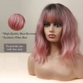 thumbnail image 3 of Esmee Perruques Courtes Roses de 14 Pouces avec Frange pour Femmes Cheveux Synthétiques Naturels Perruque Ombrée avec Racines Foncées Perruques Ondulées Lâches pour Cosplay Usage Quotidien Fête, 3 of 3