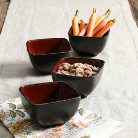 Soho Square Bowl - GIBSON HOME SOHO LOUNGE 4-PIECE SQUARE TIDBIT BOWL SET